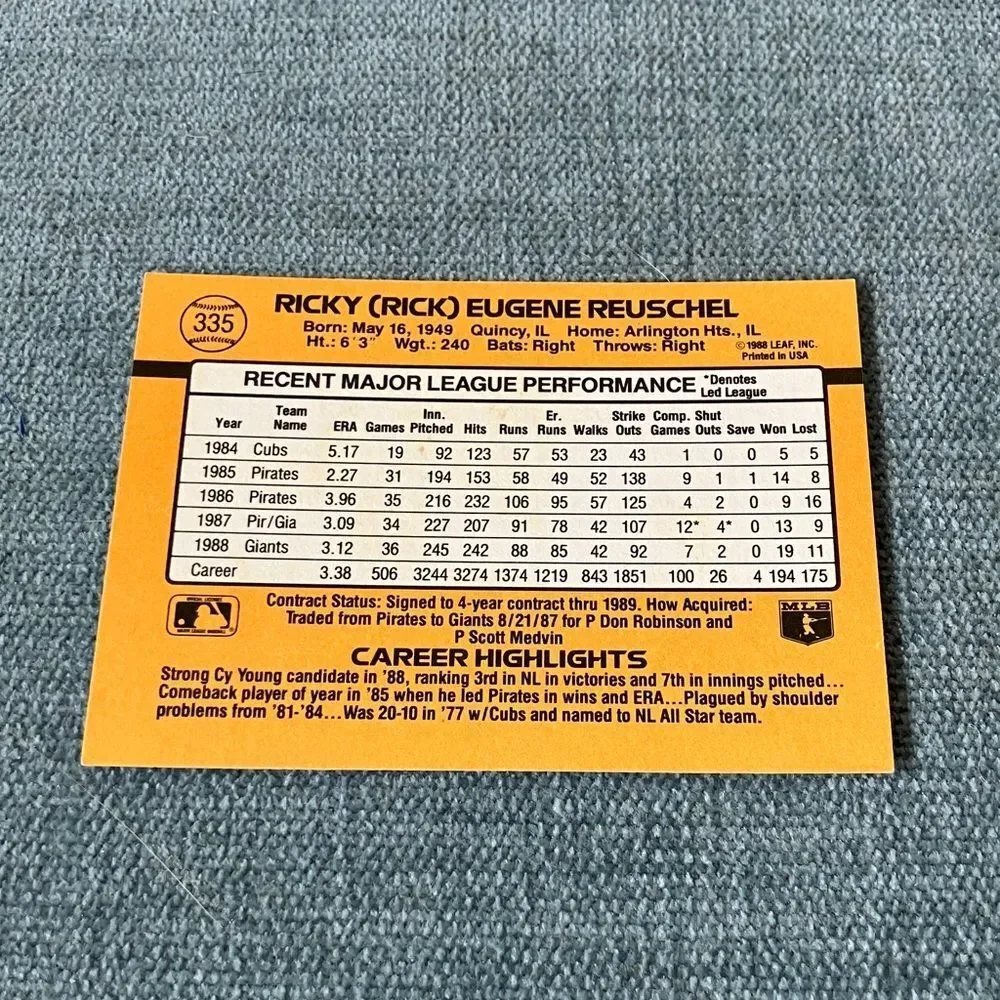 1989 Donruss San Francisco Giants Baseball Card Trading Card